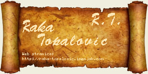 Raka Topalović vizit kartica
